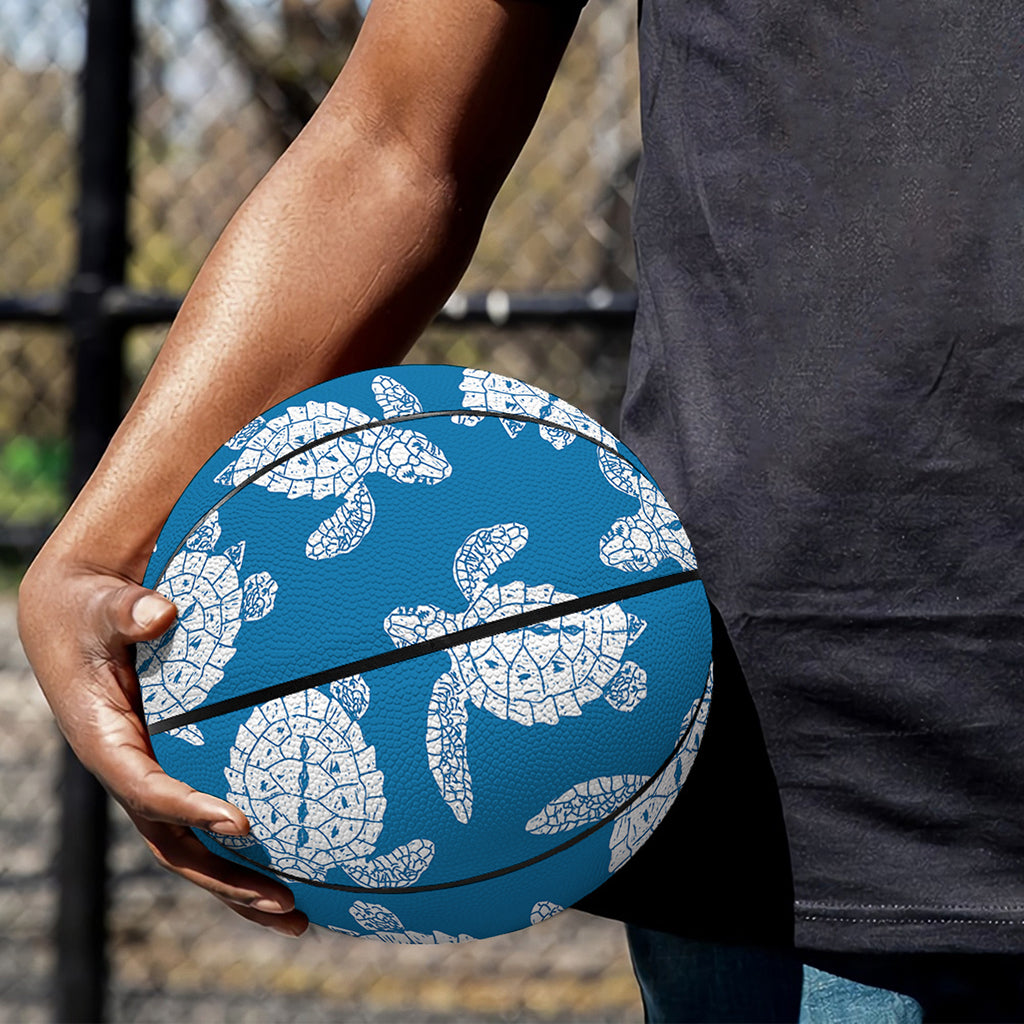Blue And White Sea Turtle Pattern Print Basketball
