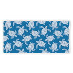Blue And White Sea Turtle Pattern Print Beach Towel