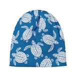 Blue And White Sea Turtle Pattern Print Beanie