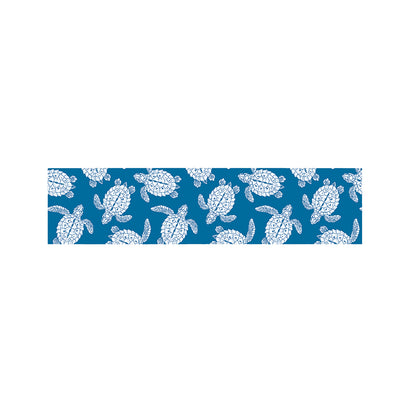 Blue And White Sea Turtle Pattern Print Bed Runner
