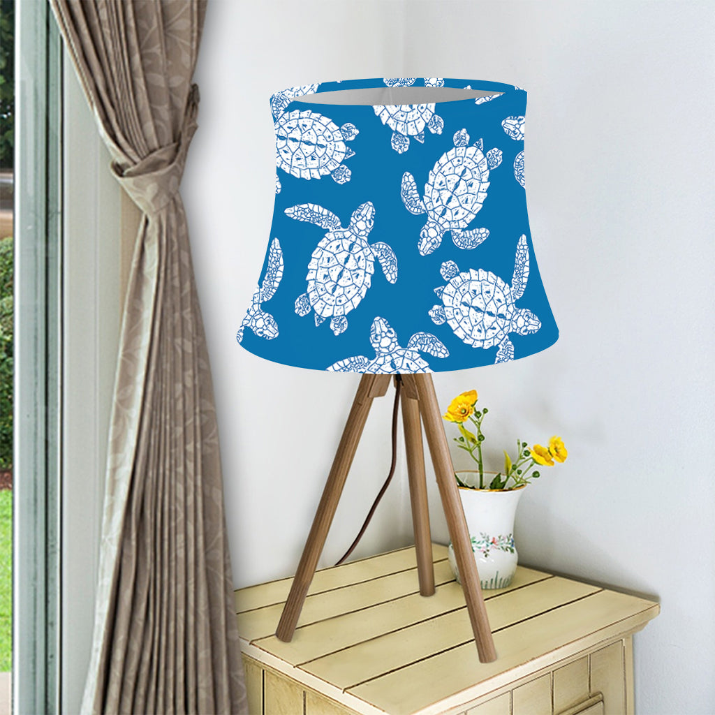 Blue And White Sea Turtle Pattern Print Bell Lamp Shade