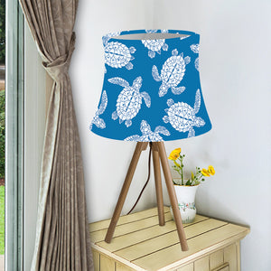 Blue And White Sea Turtle Pattern Print Bell Lamp Shade