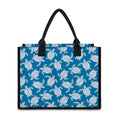 Blue And White Sea Turtle Pattern Print Canvas Tote Bag