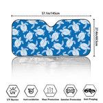 Blue And White Sea Turtle Pattern Print Car Windshield Sun Shade