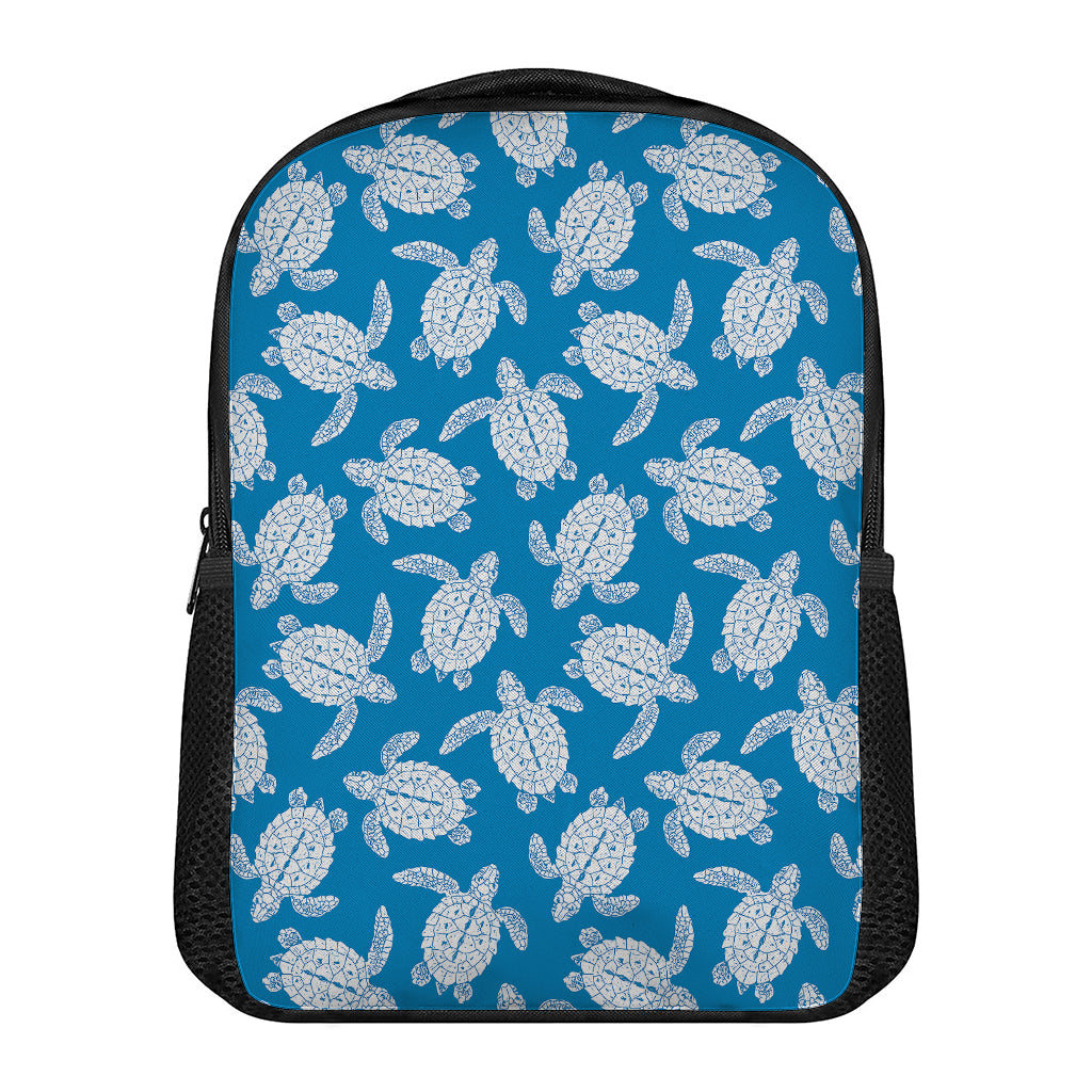 Blue And White Sea Turtle Pattern Print Casual Backpack