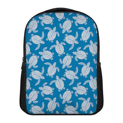 Blue And White Sea Turtle Pattern Print Casual Backpack
