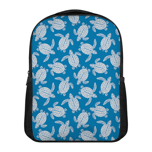 Blue And White Sea Turtle Pattern Print Casual Backpack