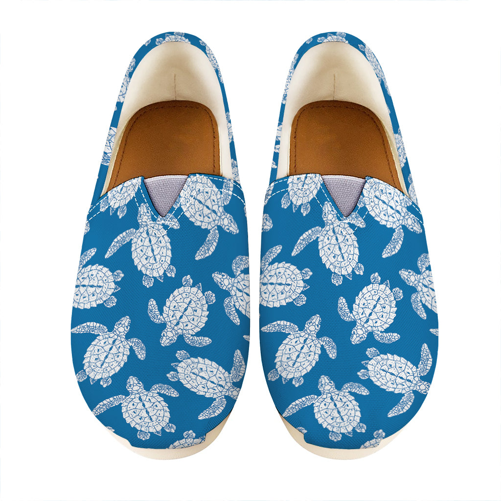 Blue And White Sea Turtle Pattern Print Casual Shoes