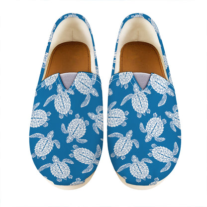 Blue And White Sea Turtle Pattern Print Casual Shoes