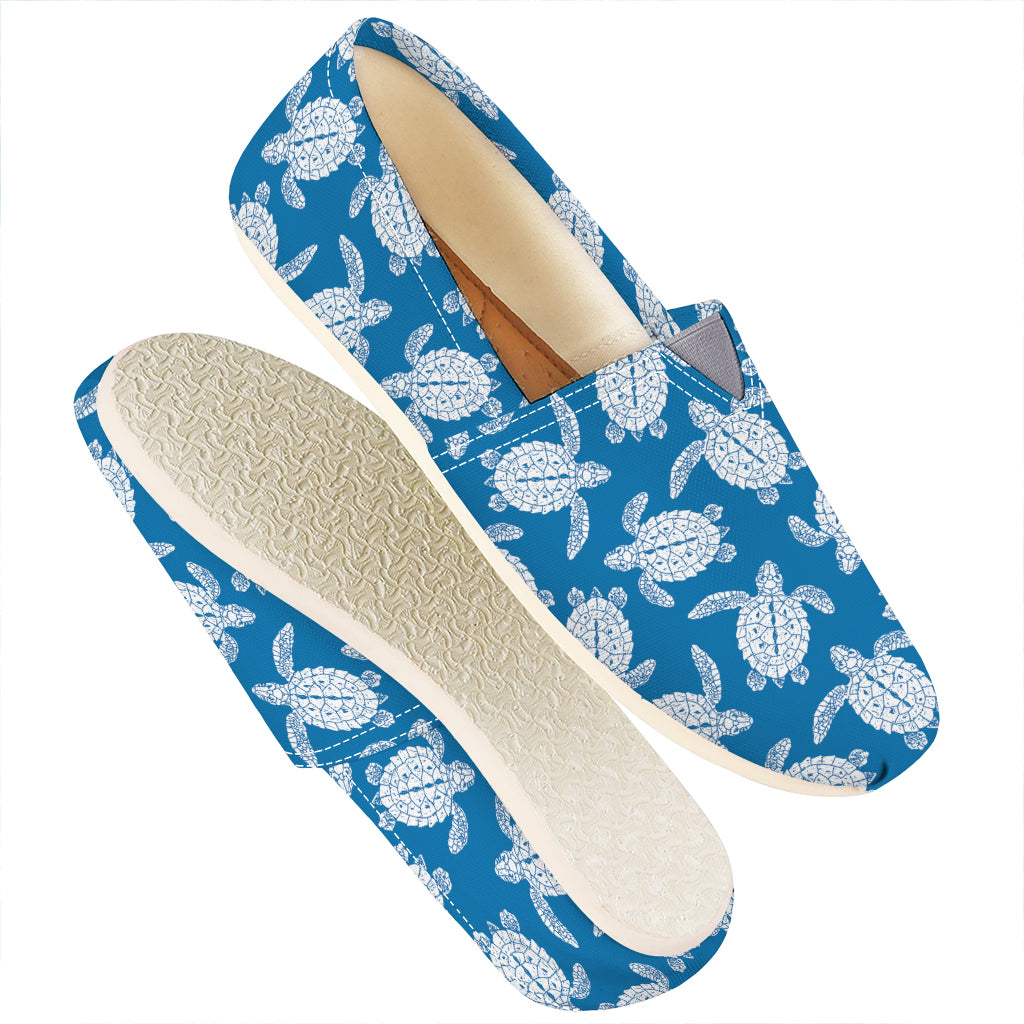 Blue And White Sea Turtle Pattern Print Casual Shoes