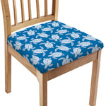 Blue And White Sea Turtle Pattern Print Chair Cushion Cover