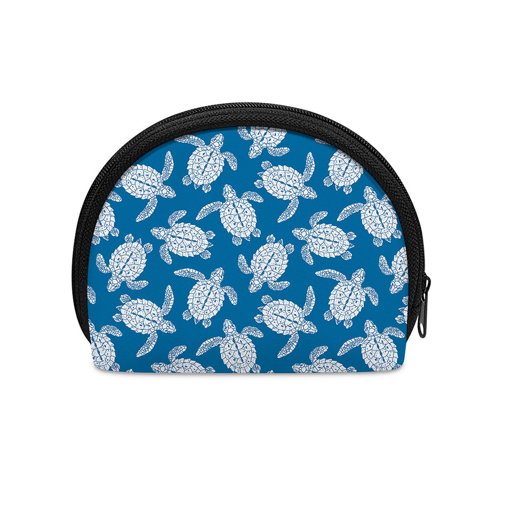 Blue And White Sea Turtle Pattern Print Coin Purse