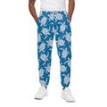 Blue And White Sea Turtle Pattern Print Cotton Sweatpants