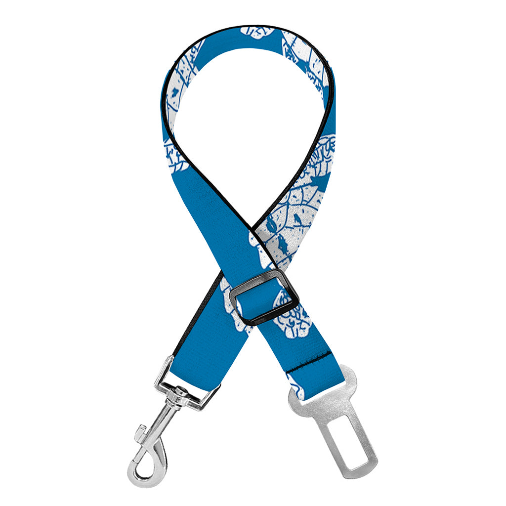 Blue And White Sea Turtle Pattern Print Dog Seat Belt