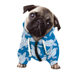 Blue And White Sea Turtle Pattern Print Dog Zip Up Hoodie