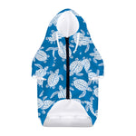 Blue And White Sea Turtle Pattern Print Dog Zip Up Hoodie