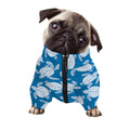 Blue And White Sea Turtle Pattern Print Dog Zip Up Jacket