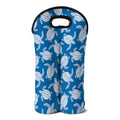 Blue And White Sea Turtle Pattern Print Double Neoprene Wine Tote
