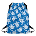 Blue And White Sea Turtle Pattern Print Drawstring Backpack