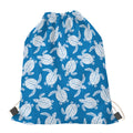 Blue And White Sea Turtle Pattern Print Drawstring Bag