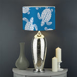 Blue And White Sea Turtle Pattern Print Drum Lamp Shade