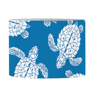 Blue And White Sea Turtle Pattern Print Drum Lamp Shade