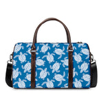 Blue And White Sea Turtle Pattern Print Duffle Bag