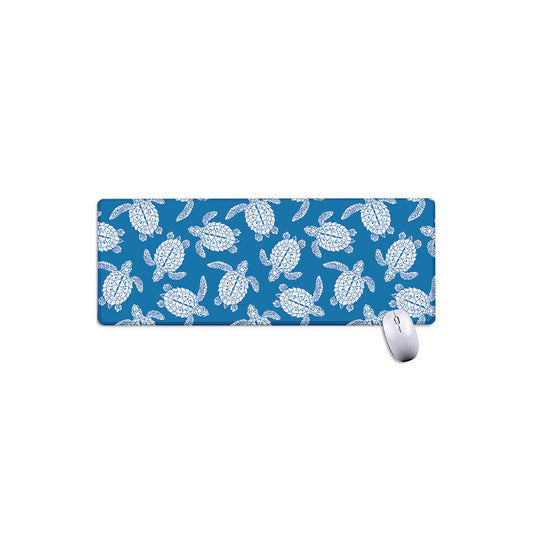 Blue And White Sea Turtle Pattern Print Extended Mouse Pad