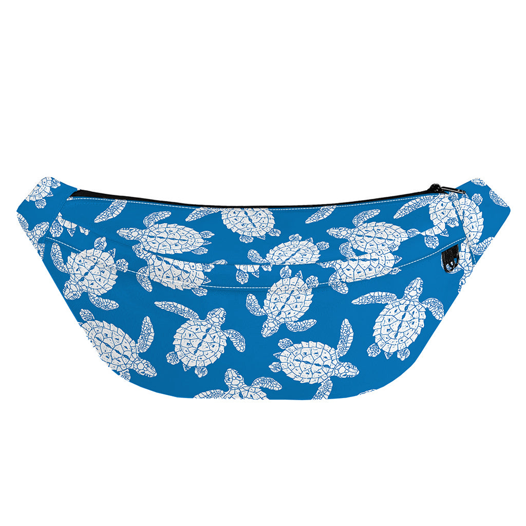 Blue And White Sea Turtle Pattern Print Fanny Pack