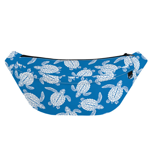 Blue And White Sea Turtle Pattern Print Fanny Pack