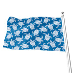 Blue And White Sea Turtle Pattern Print Flag