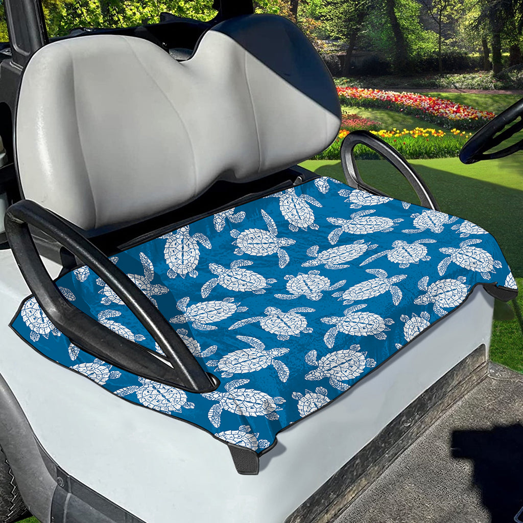 Blue And White Sea Turtle Pattern Print Golf Cart Seat Cover