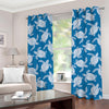 Blue And White Sea Turtle Pattern Print Grommet Curtains