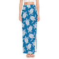 Blue And White Sea Turtle Pattern Print High Slit Maxi Skirt