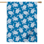 Blue And White Sea Turtle Pattern Print House Flag