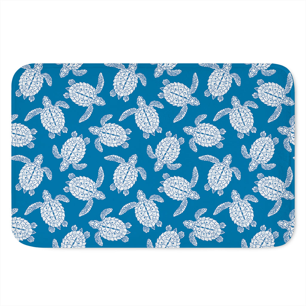 Blue And White Sea Turtle Pattern Print Indoor Door Mat