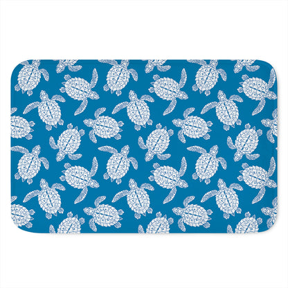 Blue And White Sea Turtle Pattern Print Indoor Door Mat