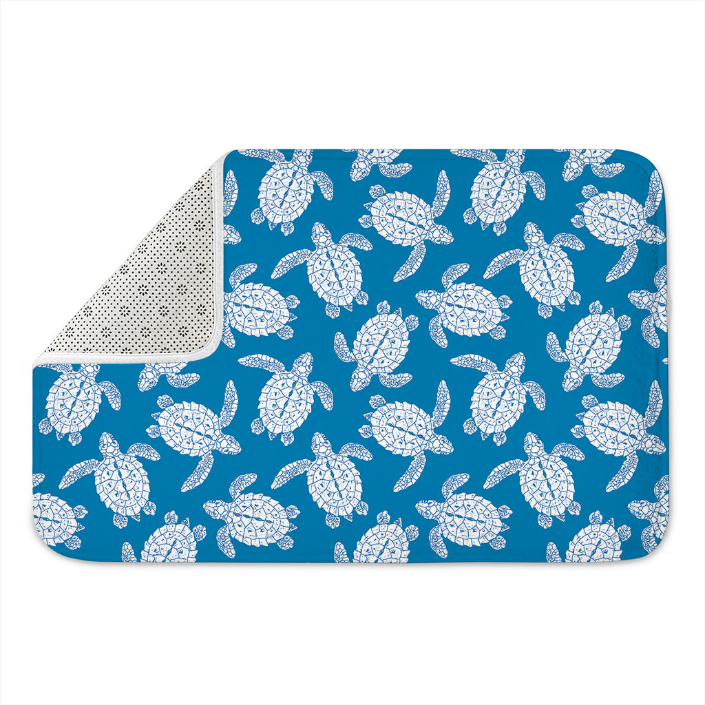 Blue And White Sea Turtle Pattern Print Indoor Door Mat