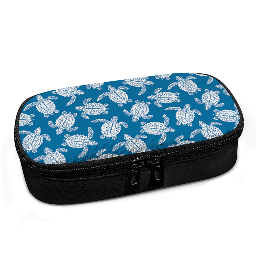 Blue And White Sea Turtle Pattern Print Insulin Cooler Travel Case