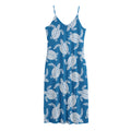 Blue And White Sea Turtle Pattern Print Jersey Midi Cami Dress