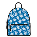 Blue And White Sea Turtle Pattern Print Leather Backpack