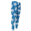 Blue And White Sea Turtle Pattern Print Men's Compression Pants