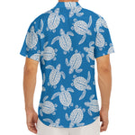 Blue And White Sea Turtle Pattern Print Men's Deep V-Neck Shirt