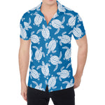 Blue And White Sea Turtle Pattern Print Men's Shirt