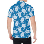 Blue And White Sea Turtle Pattern Print Men's Shirt