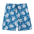Blue And White Sea Turtle Pattern Print Men's Swim Trunks