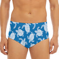 Blue And White Sea Turtle Pattern Print Men's Triangle Swim Briefs