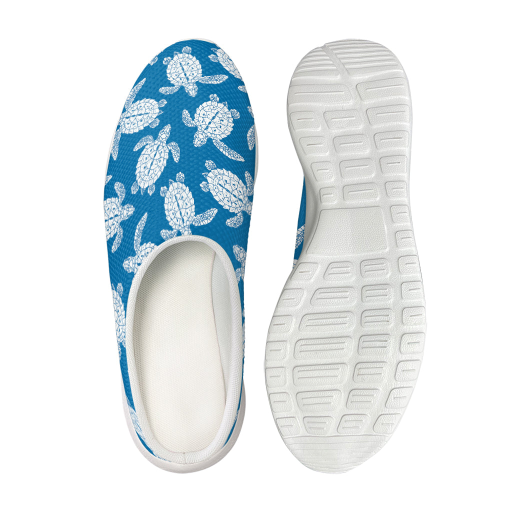 Blue And White Sea Turtle Pattern Print Mesh Casual Shoes