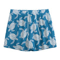 Blue And White Sea Turtle Pattern Print Mesh Shorts