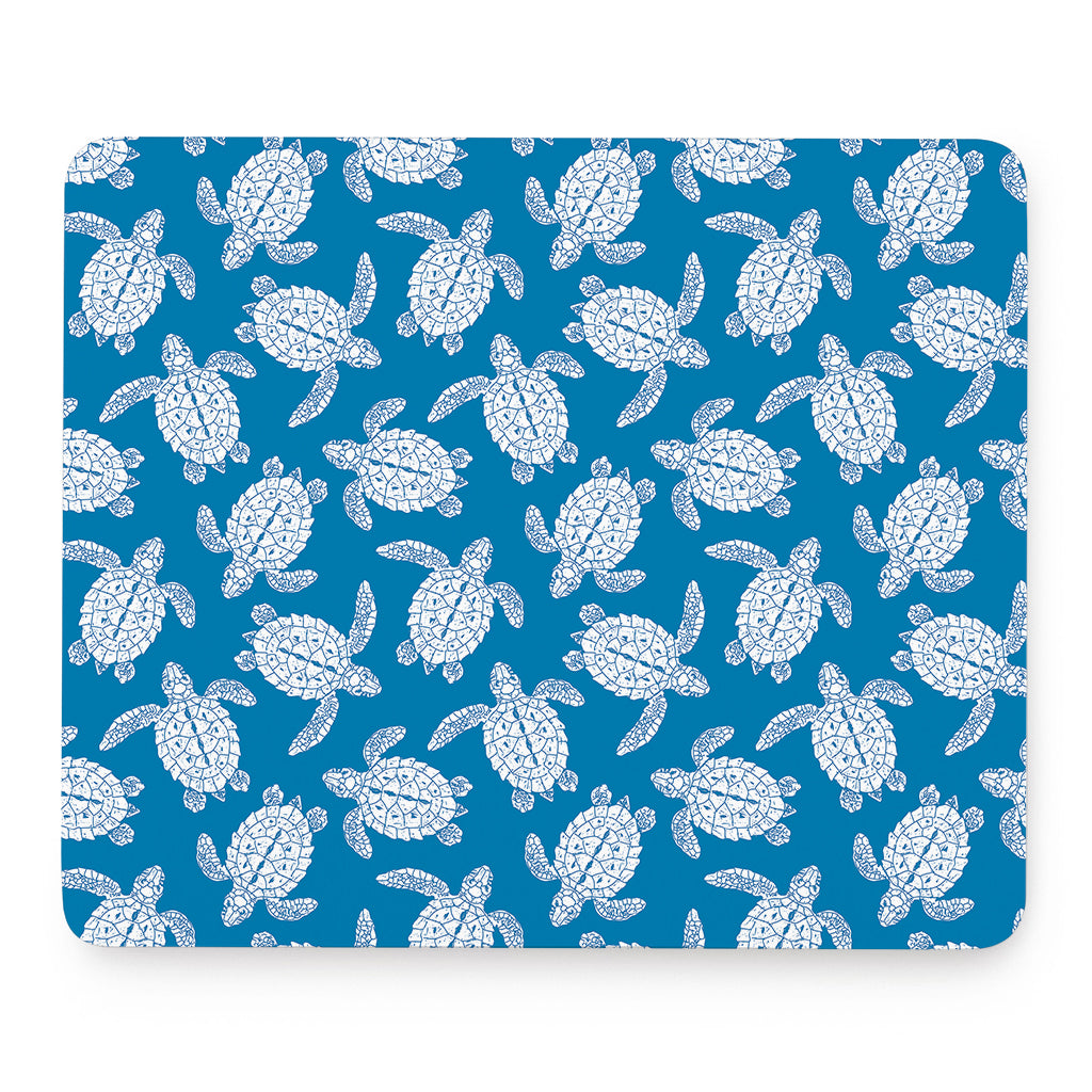 Blue And White Sea Turtle Pattern Print Mouse Pad